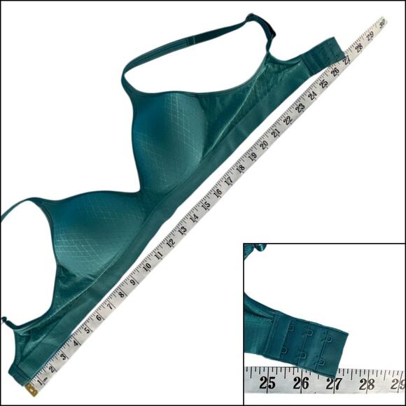 Hanes Wire Free  Padded Tee Shirt Bra Adjustable Straps Medium Turquoise Green - Picture 11 of 11